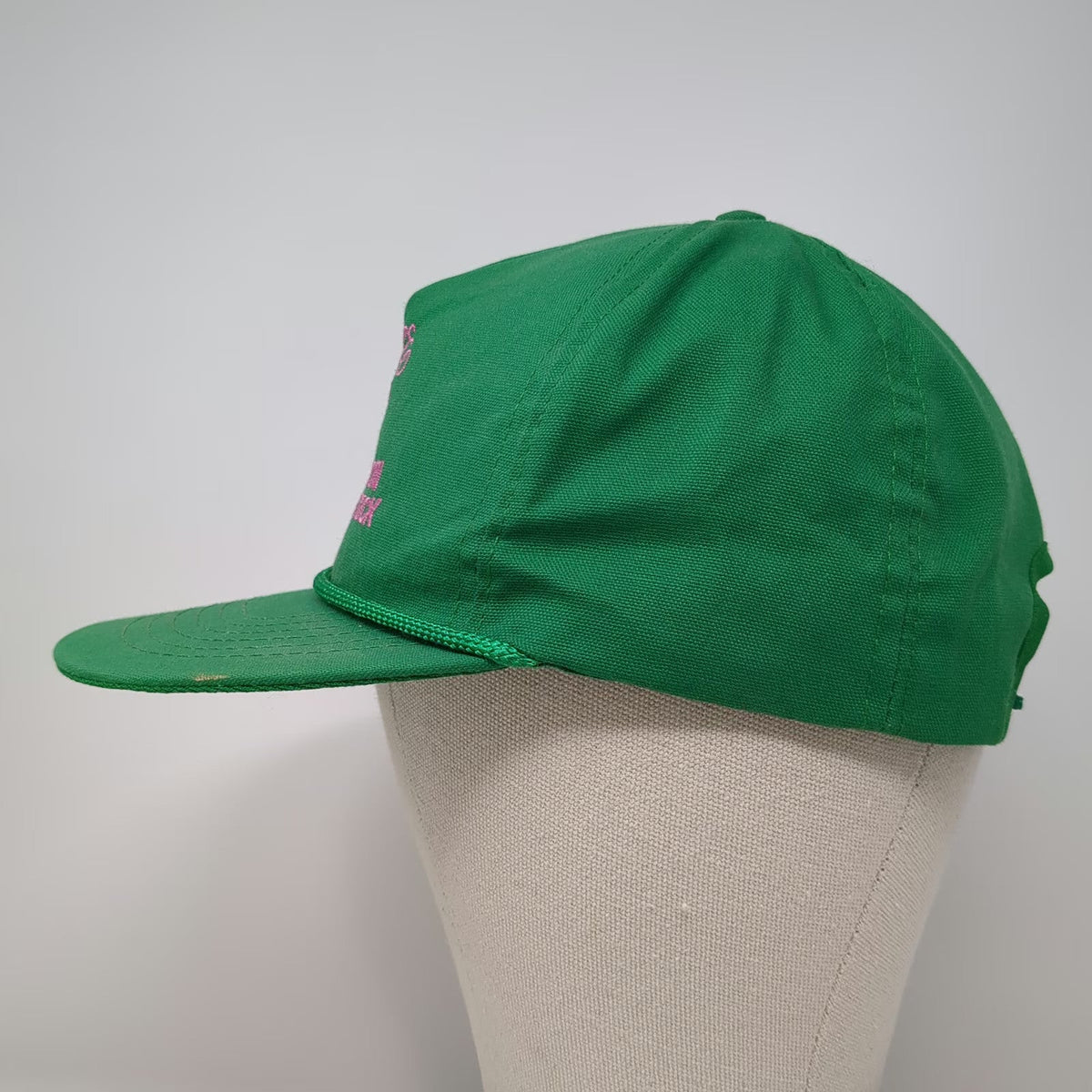 5 Panel Green Hat One Size Snapback Rope Macon Iron Paper Stock Recycling Logo