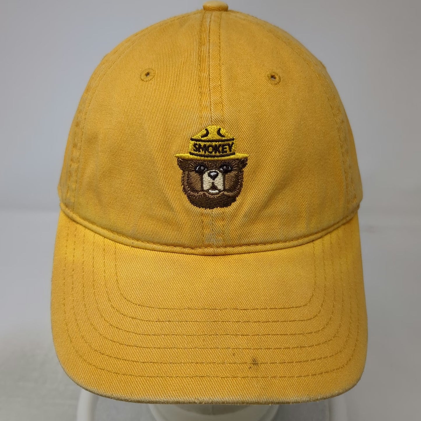 Mad Engine Smokey Bear Baseball Cap Yellow One Size Slideback Cotton Hat Mascot