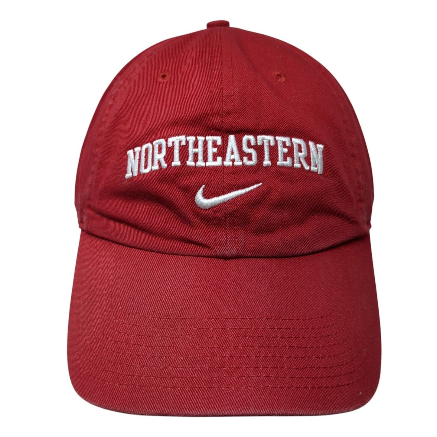 North Eastern Slideback Hat Red One Size Adjustable Nike Swoosh 6 Panel
