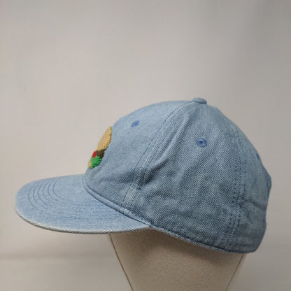 Cheeseburger Slideback Hat Blue One Size Adjustable Crochet Logo Vented Holes