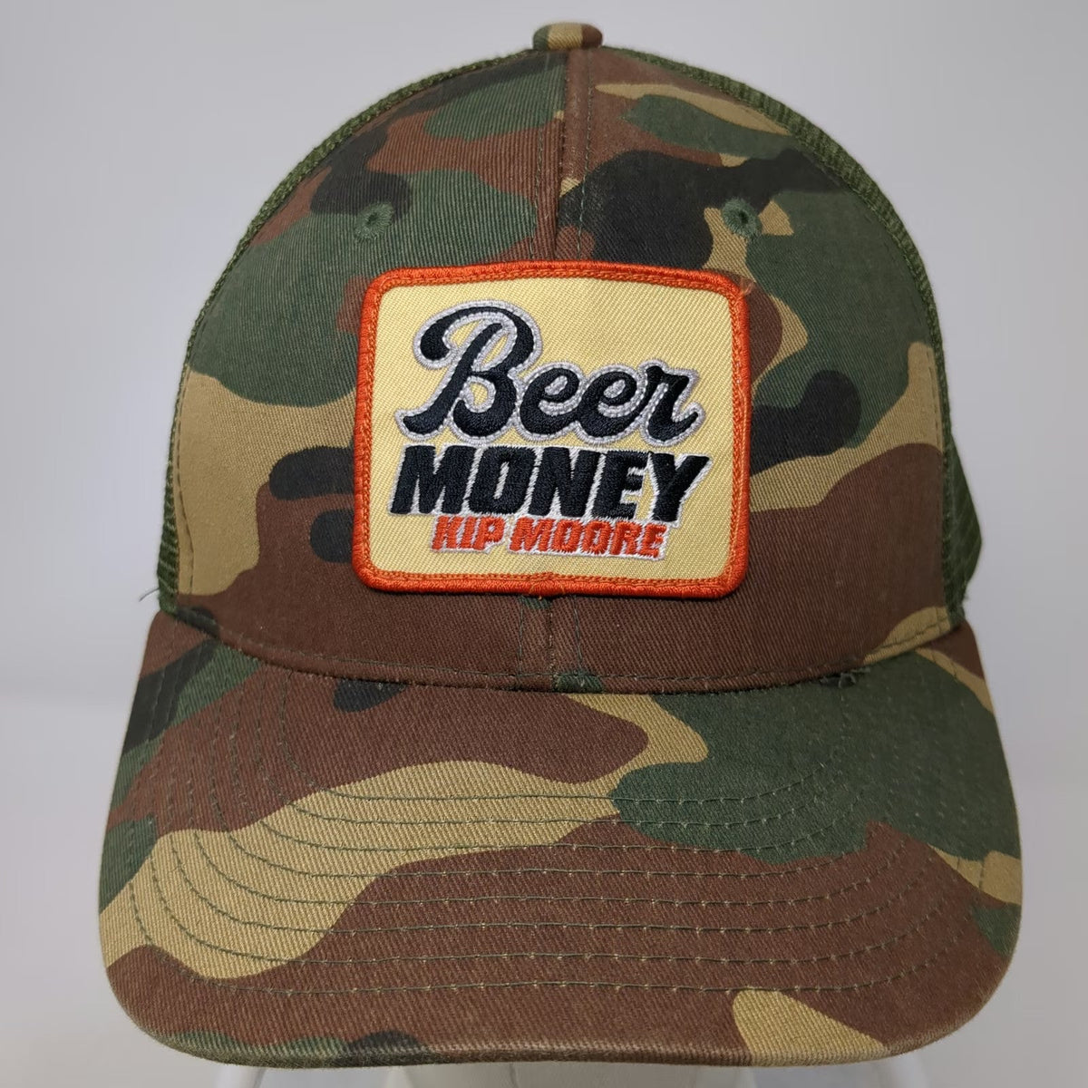 Decky Trucker Hat Green Camo One Size Kip Moore Beer Money Mesh Back Snapback