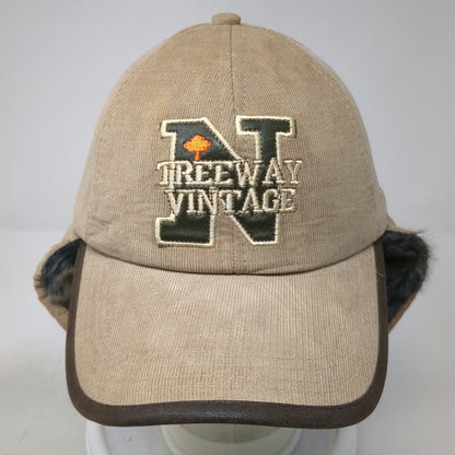 Beige Trapper Cap One Size Hat Ear Flaps Corduroy Harvard Western Treeway