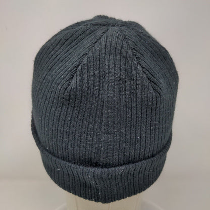 Champion Beanie Hat Black OSFA Stretch Knitted Embroidered Logo Cuffed