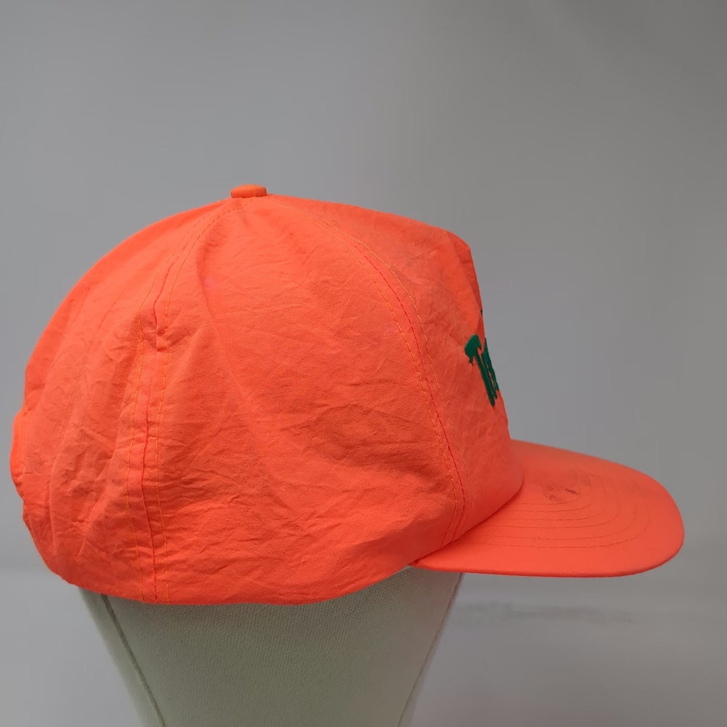 Orange 5 Panel Hat Nylon Snapback Tropicana Logo Embroidery Green Vintage