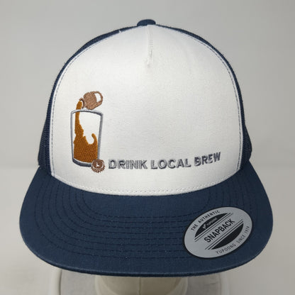 Drink Local Brew Snapback Mesh Back Trucker Hat Blue One Size Yupoong