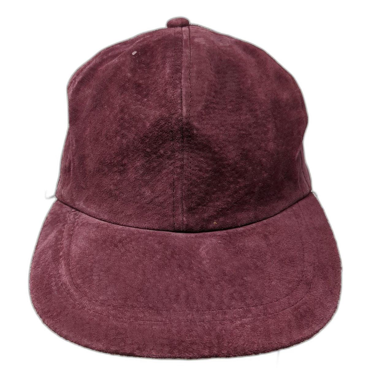 Baseball Cap Red One Size Suede Leather Blank Elastic Back Hat Plain Solid Color