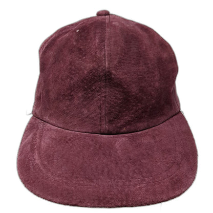 Baseball Cap Red One Size Suede Leather Blank Elastic Back Hat Plain Solid Color