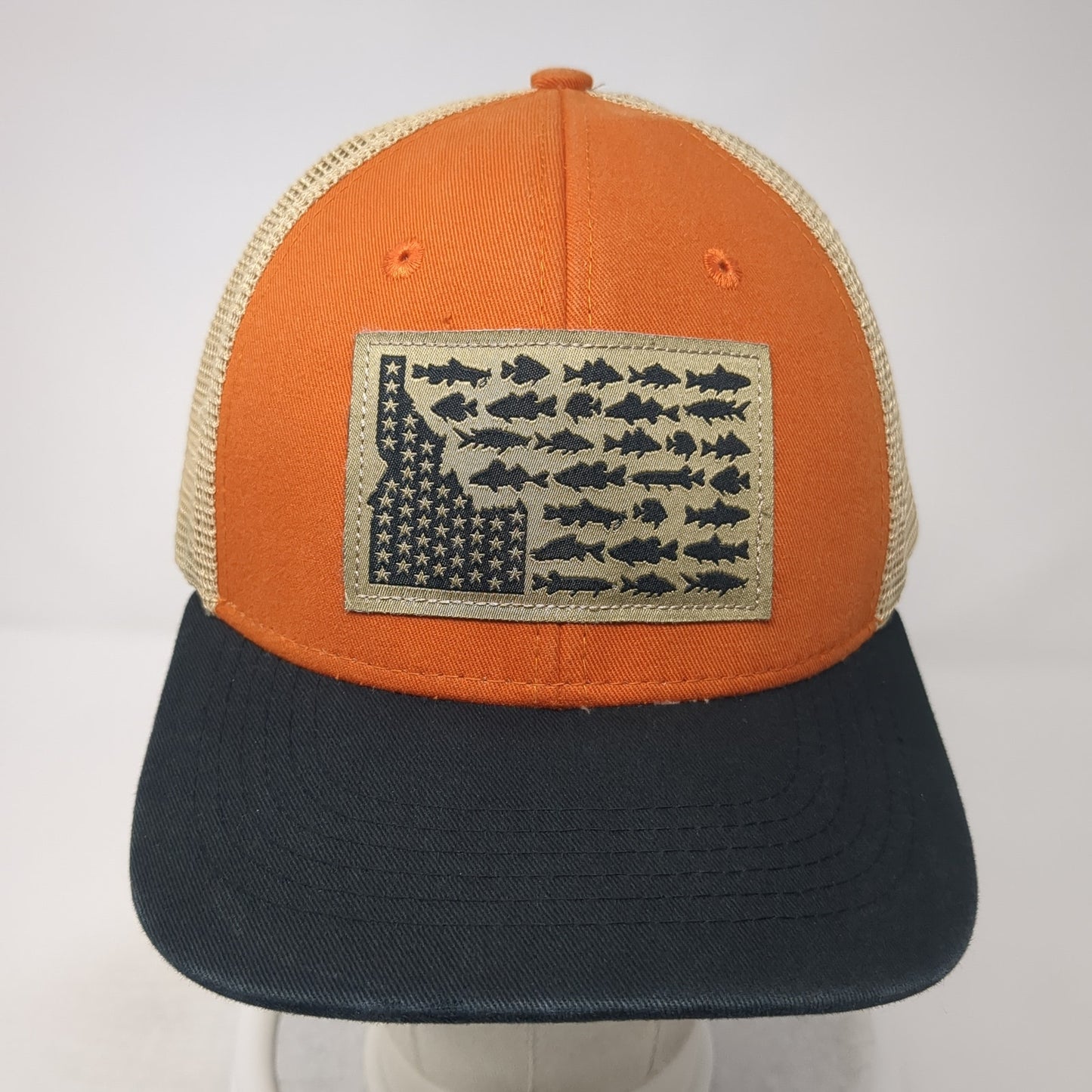Idaho Fish Flag Patch Snapback Trucker Hat Multi One Size Mesh Back