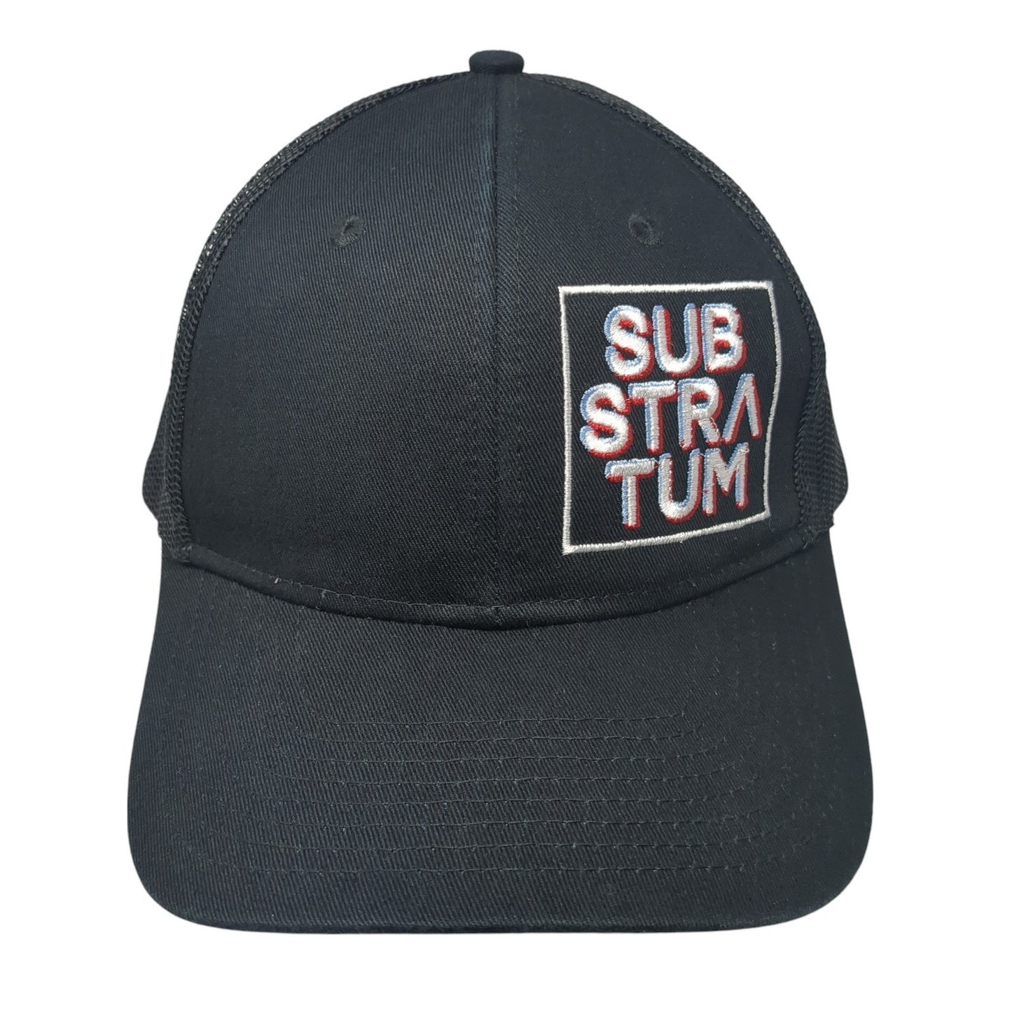 Substratum Snapback Trucker Hat Black OS Adjustable Mesh Back Port Authority