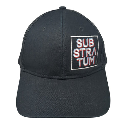 Substratum Snapback Trucker Hat Black OS Adjustable Mesh Back Port Authority