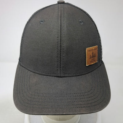 Legacy Trucker Hat Gray One Size Fallen Leaf Lake Leather Patch Mesh Snapback