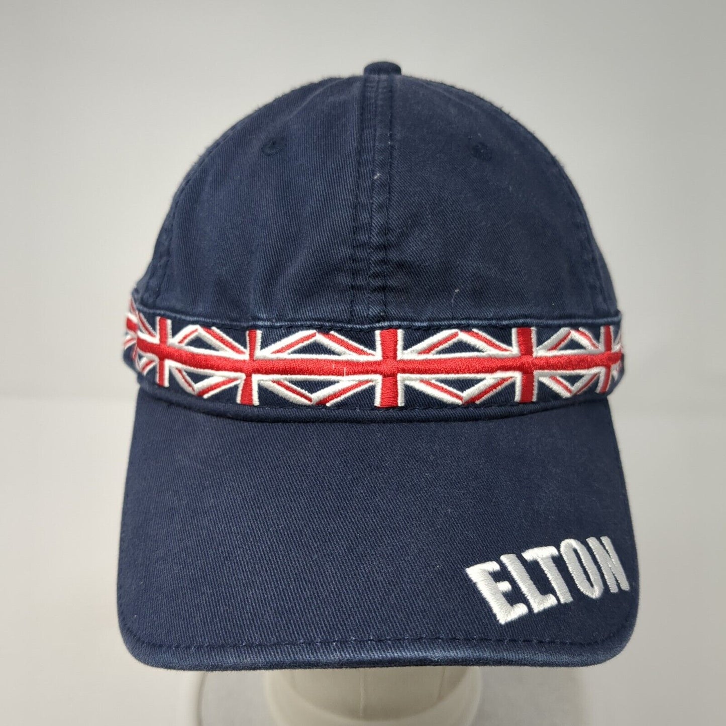 Elton John Strapback Hat Blue OSFA Union Jack British Flag Spell Out Cotton