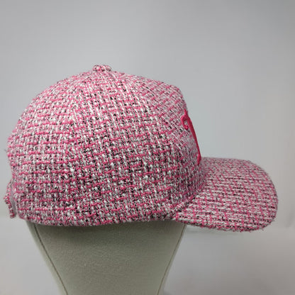 Juicy Couture 5 Panel Pink One Size Tweed Embroidered Logo Woven Strapback Hat