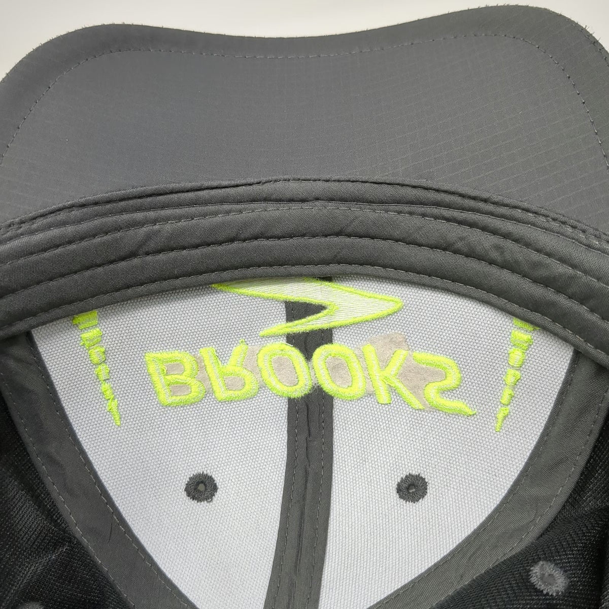 Brooks Baseball Cap Gray One Size Neon Green Logo Slideback Running Hat