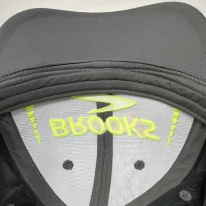 Brooks Baseball Cap Gray One Size Neon Green Logo Slideback Running Hat