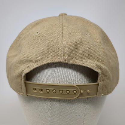 AS Colour 5 Panel Beige One Size Snapback Canvas Embroidered Logo Flat Brim Hat