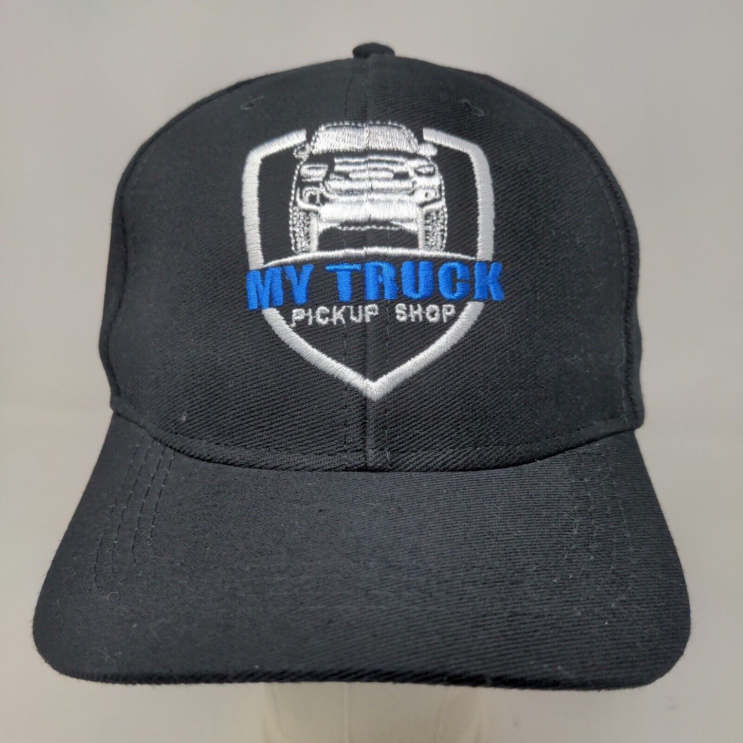 My Truck Pickup Shop Men's Slideback Hat Black Adjustable Embroidered Logo