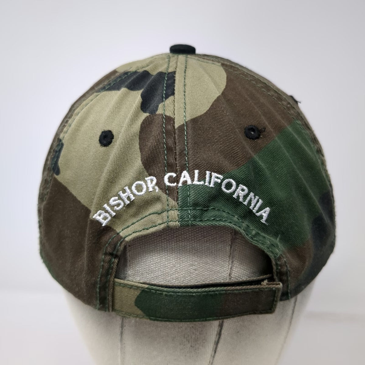 Jack's Camo Baseball Cap Green One Size Bishop California Logo Embroidered Hat