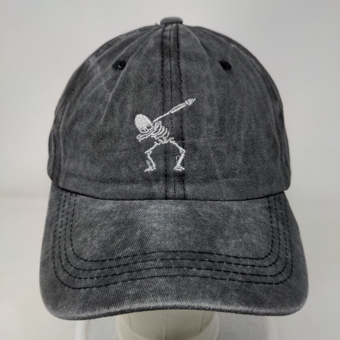 Skeleton Slideback Hat Gray One Size Adjustable Embroidered 6 Panel