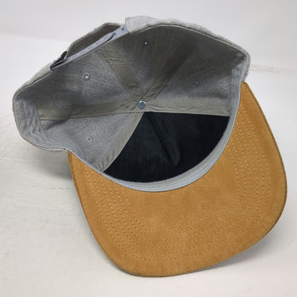 5 Panel Gray Hat One Size Suede Brim Leather Patch Snapback Mountain Wave