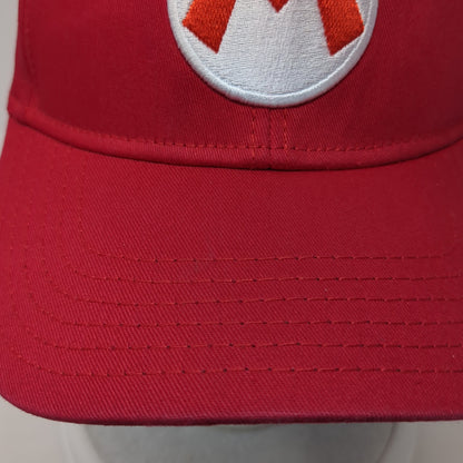 Super Mario Fitted Hat Red One Size Embroidered Logo Solid 6 Panel