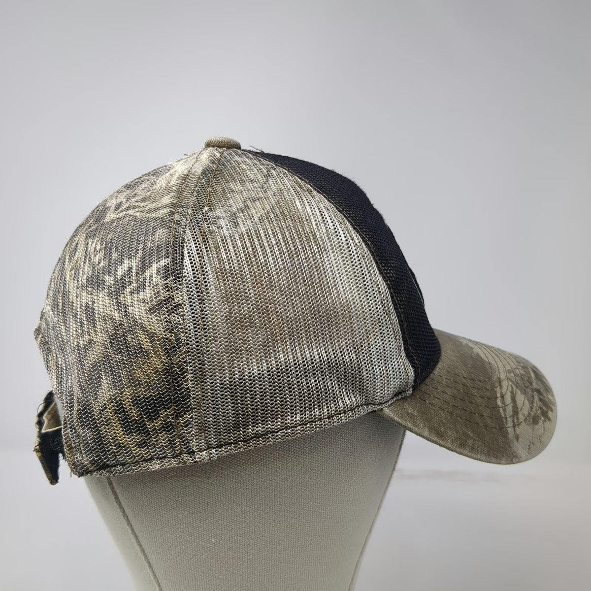 Realtree Baseball Cap One Size Brown Black Camo Mesh Strapback Antler Logo Hat