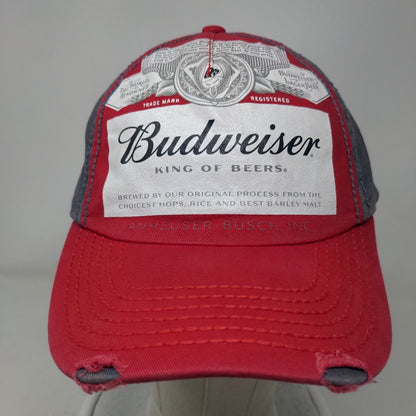 Budweiser King of Beers Strapback Hat Multicolor OSFA Distressed Vented Holes