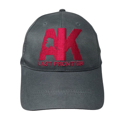 AK Last Frontier Strapback Hat Gray One Size Adjustable Embroidered