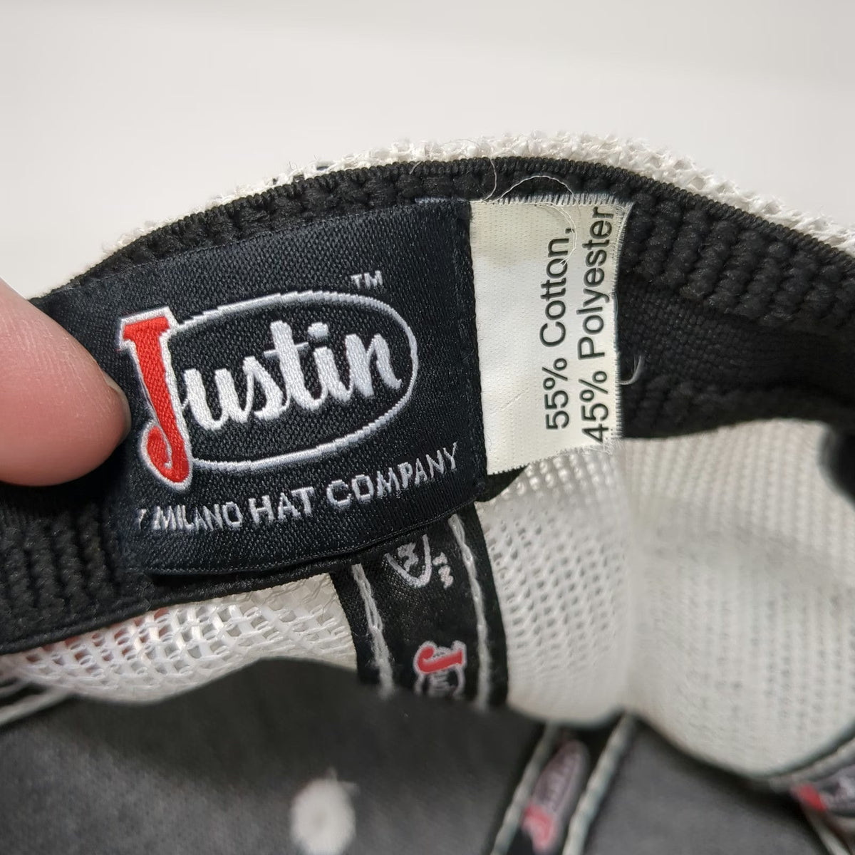 Justin Trucker Hat Black One Size Thin Blue Red Green Line Flag Mesh Snapback