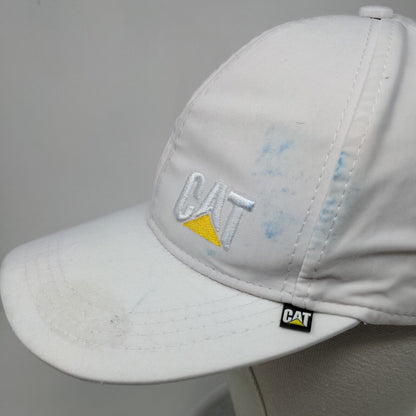 CAT Slideback Hat White OS Adjustable Embroidered Logo Vented Holes 6 Panel