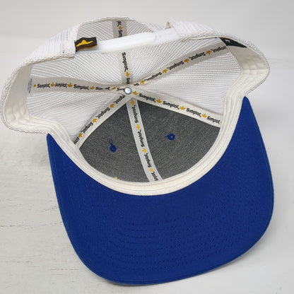 Simplot Trucker Hat Blue White One Size Mesh Back Contrast Stitch Snapback Logo