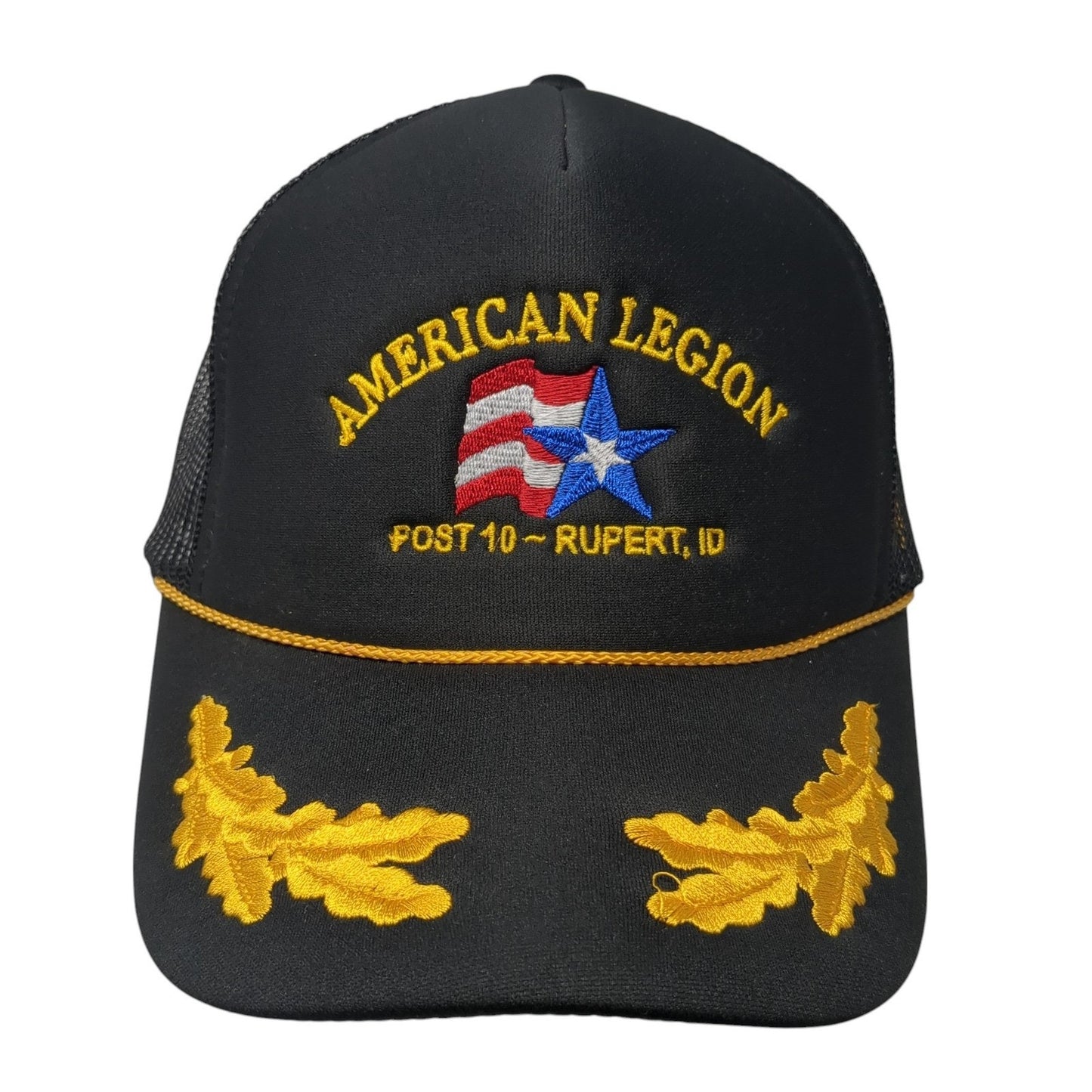 American Legion Trucker Hat Black One Size Adjustable Mesh Back 6 Panel Otto