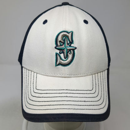 Seattle Mariners MLB New Era Baseball Cap White Blue L Mesh Back Stretch Fit Hat