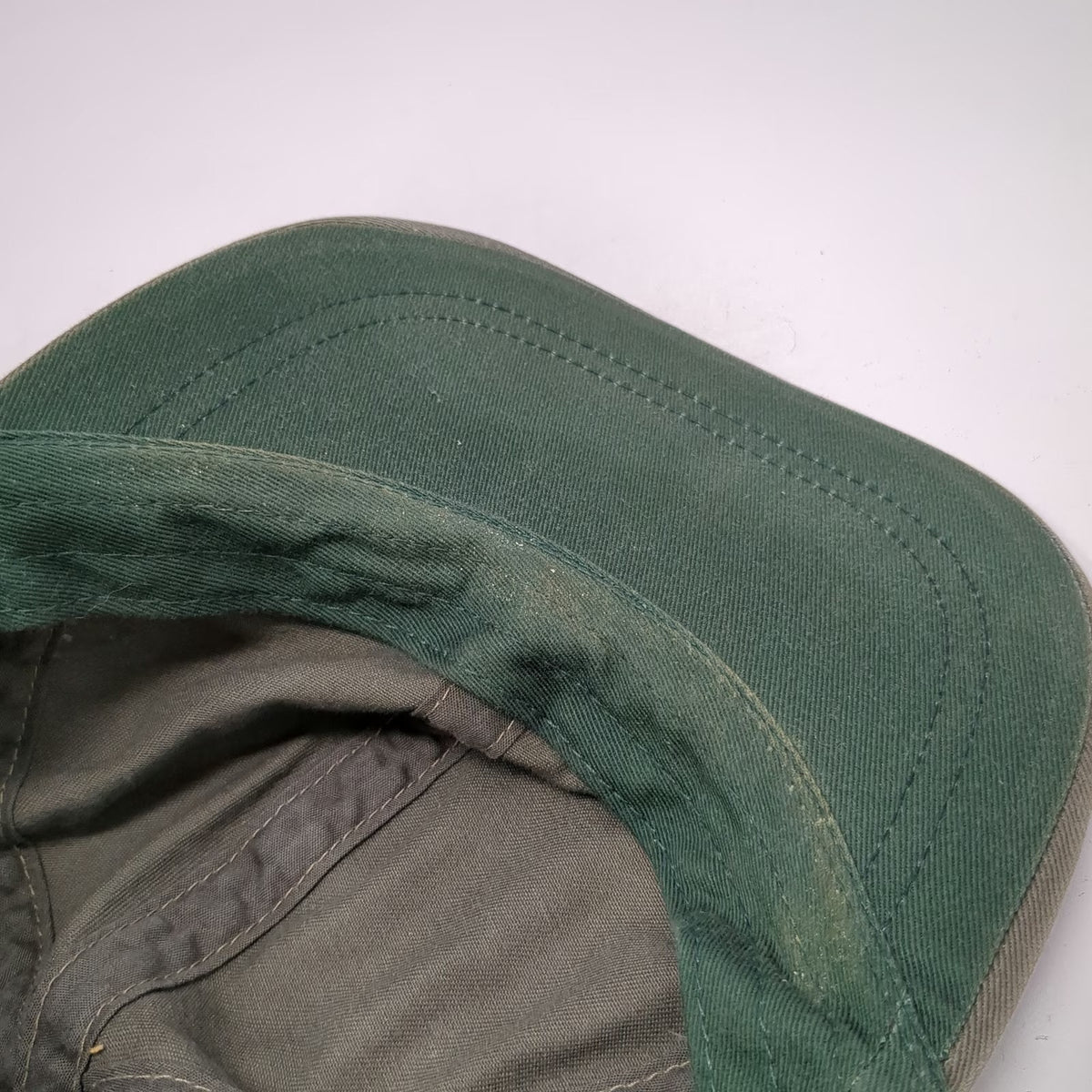 Eddie Bauer Baseball Cap Green Leather Strap Cotton Metal Eyelets Hat Vintage