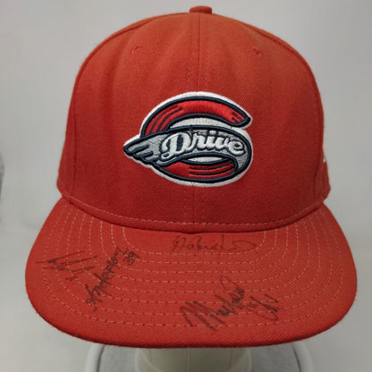 New Era Men's 59Fifty Fitted Hat Red 7 7/8 Greenville Drive Made USA Autographed