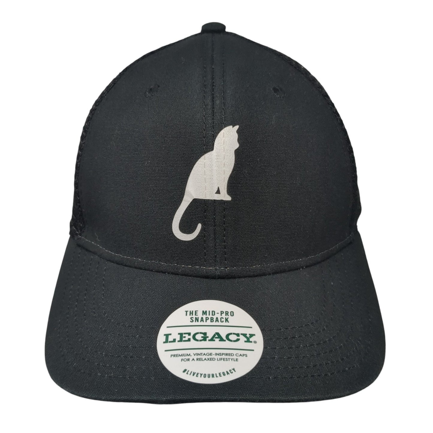 Cat Snapback Mesh Back Trucker Hat Black One Size Adjustable Legacy