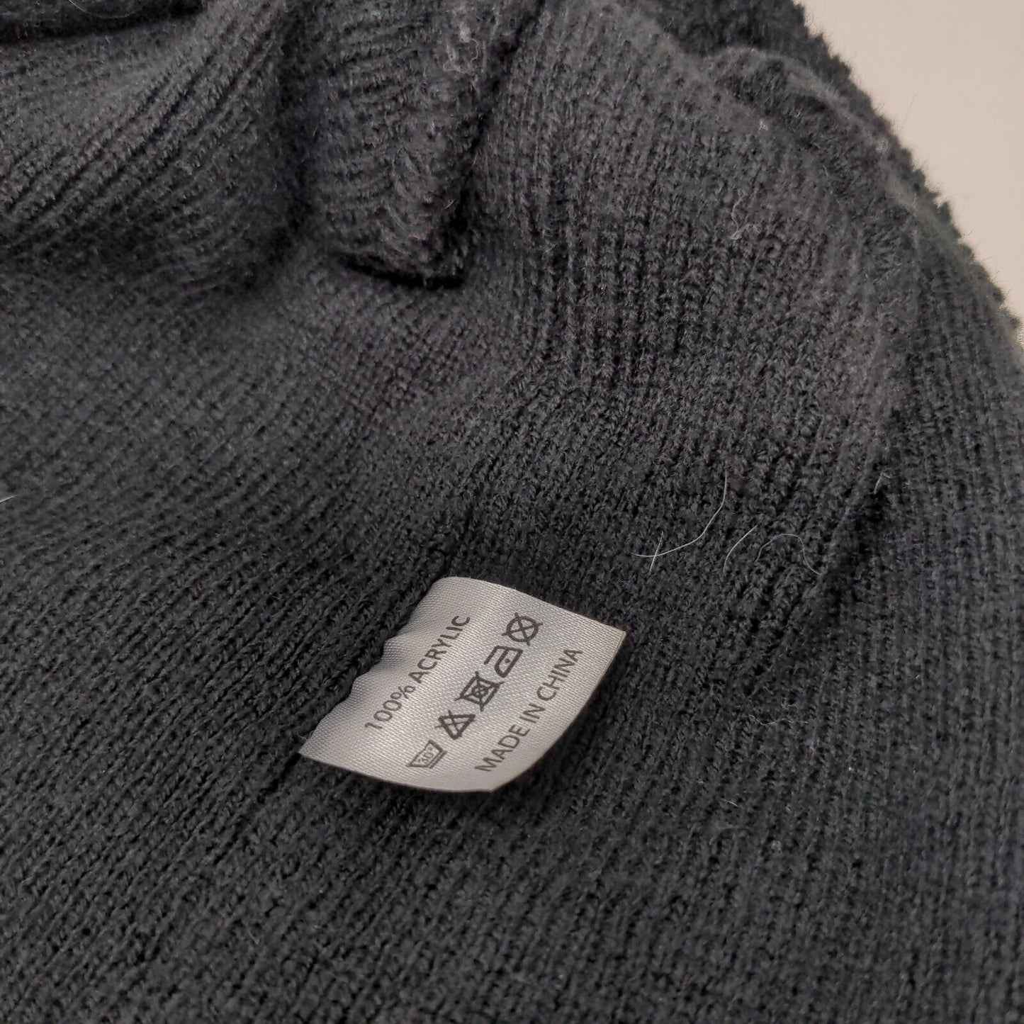 Zahrah Beanie Cap Black One Size Knitted Stretch Embroidered Acrylic
