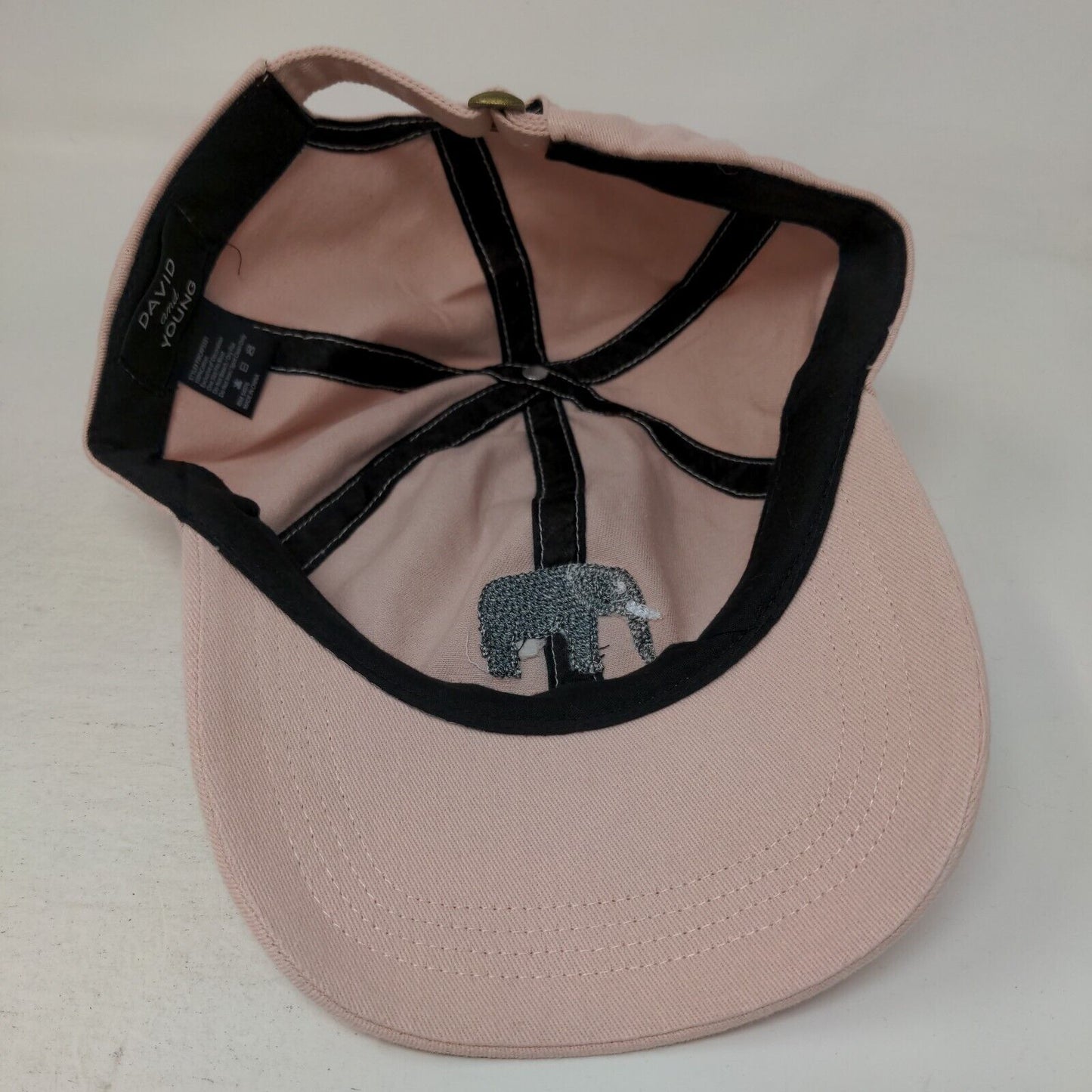 Elephant Slideback Hat Pink OSFM Embroidered 6 Panel David And Young