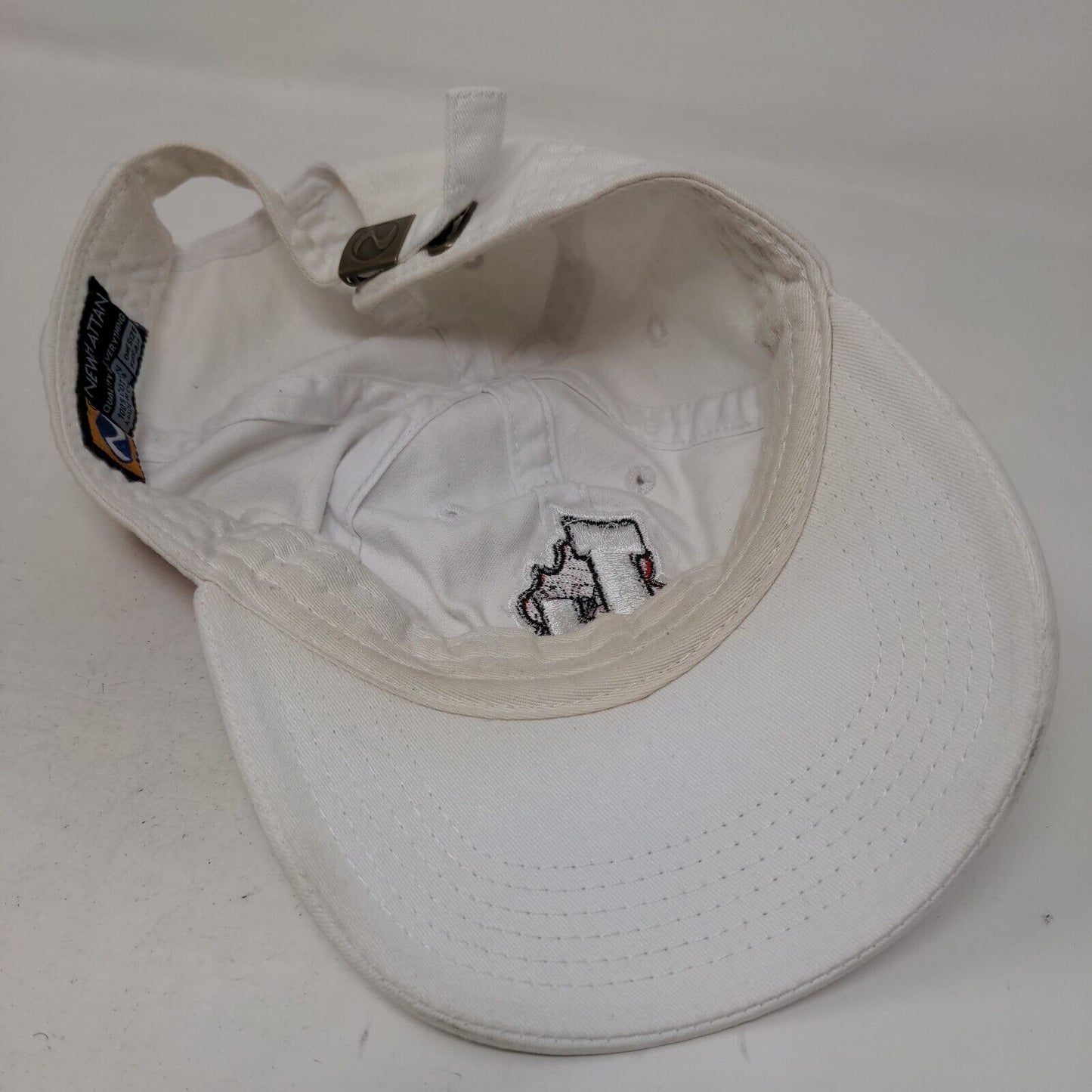 NewHattan Men's Slideback Hat White OSFA Embroidered L Rose Logo Cotton