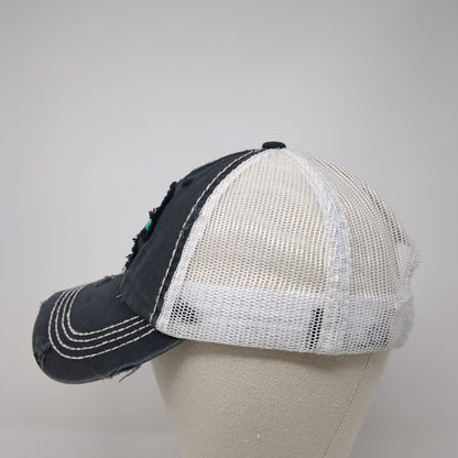 Lake Life Strapback Trucker Hat Blue One Size Adjustable Mesh Back Distressed