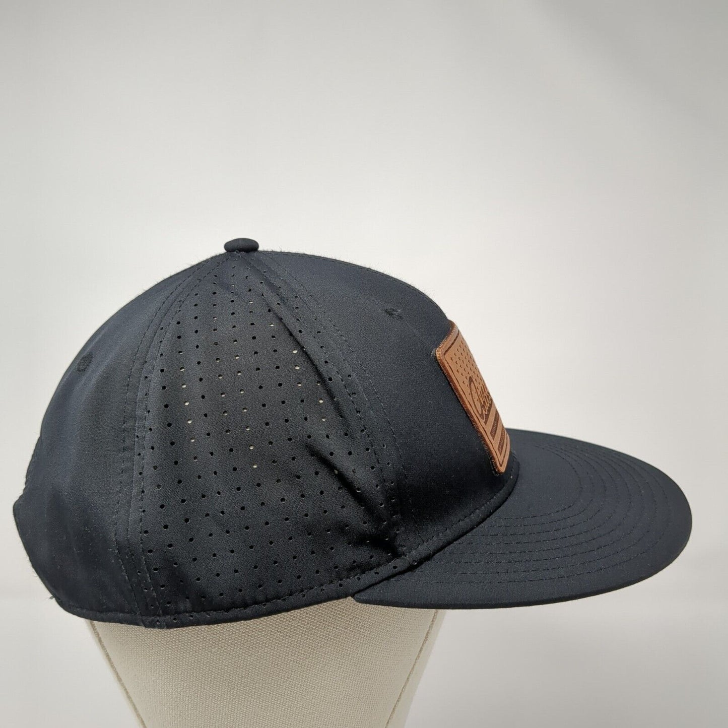 American Flag Snapback Hat Black OS Adjustable Leather Patch Patriotic The Game