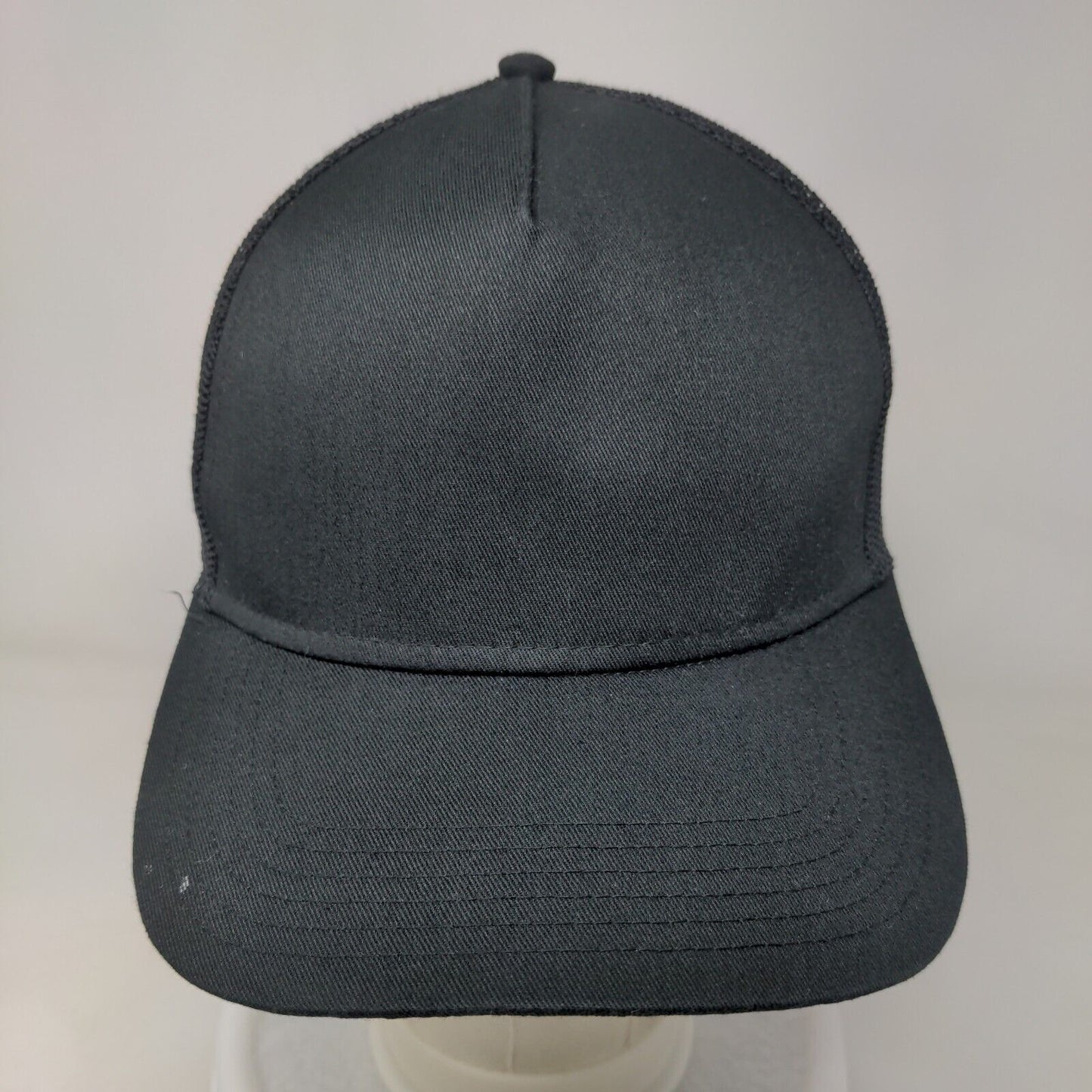 Otto Snapback Mesh Back Trucker Hat Black OSFM Adjustable Solid Blank