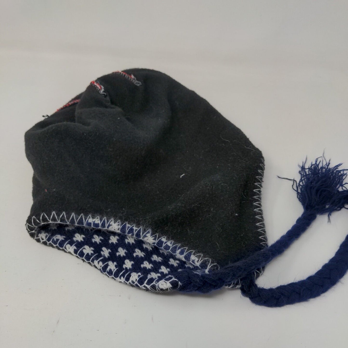 Armycrew USA Flag Beanie Hat Multicolor OS Ear Flap Pom Pom Patriotic Braided