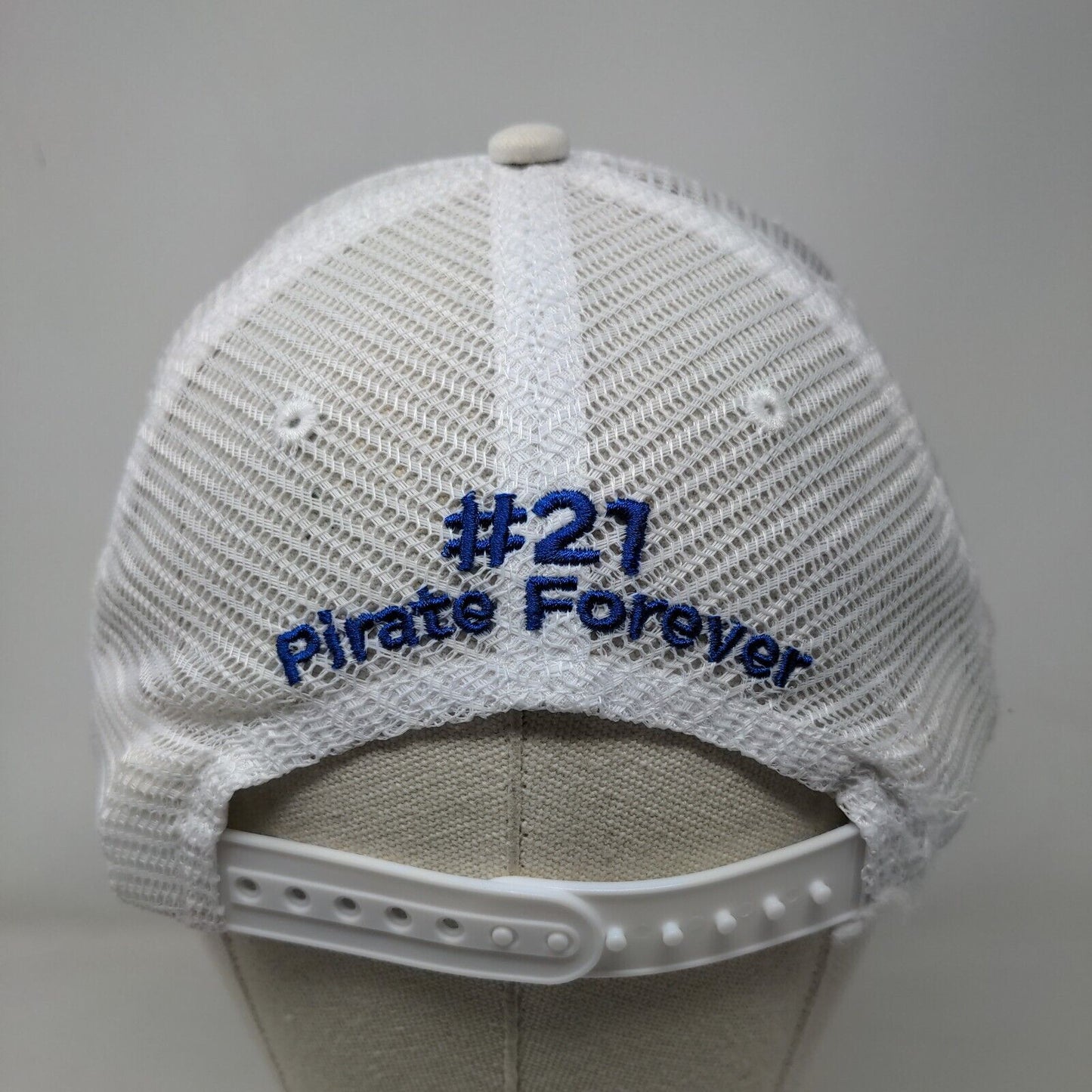 Pirate Forever #21 Snapback Trucker Hat White OSFA Embroidered Mesh Back