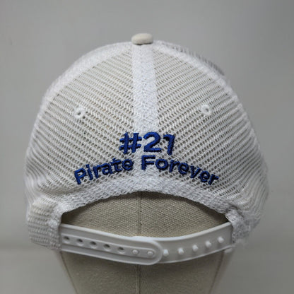 Pirate Forever #21 Snapback Trucker Hat White OSFA Embroidered Mesh Back