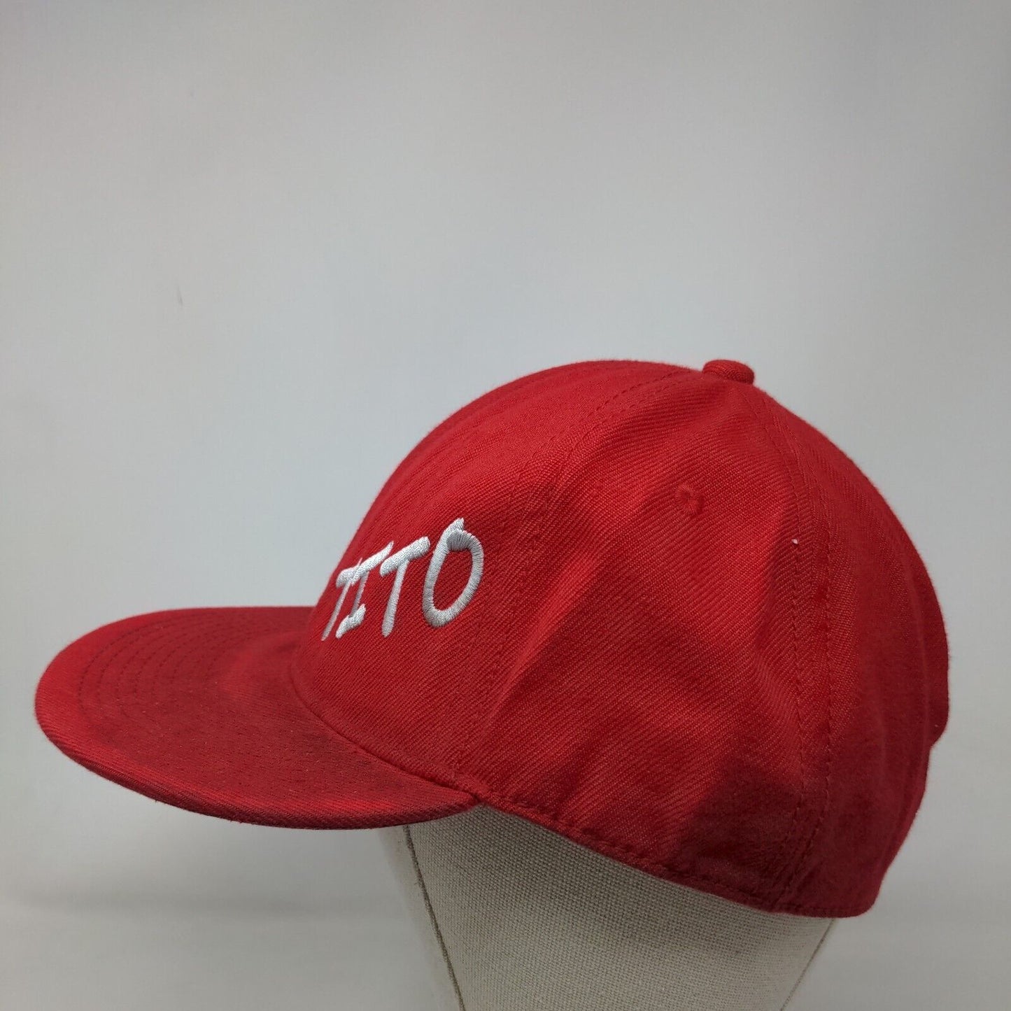 Tito Fitted Hat Red One Size Embroidered Otto Fit 3030 Vent Holes Vodka