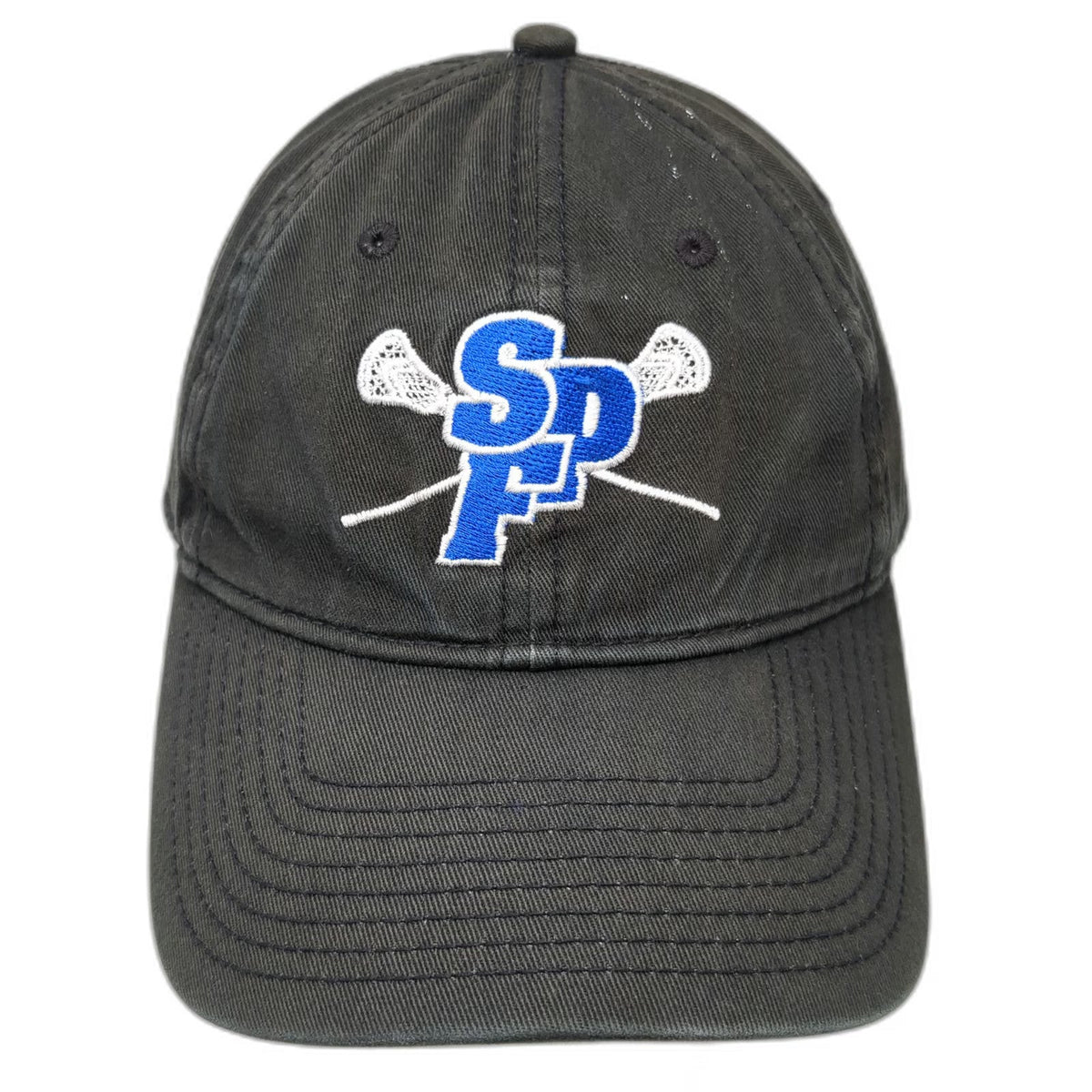 The Game Black Baseball Cap One Size Lacrosse SPF Logo Slideback Family Hat