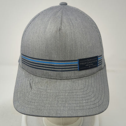 TravisMathew Trucker Hat Gray OSFM Mesh Back Snapback Striped California Logo