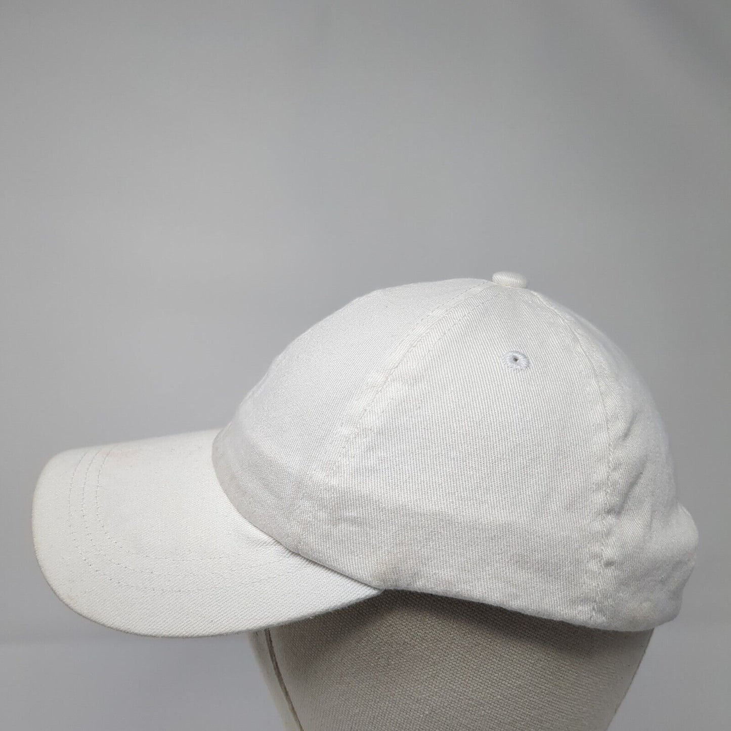 Unbranded Strapback Hat White One Size Adjustable Vented Holes 6 Panel Blank