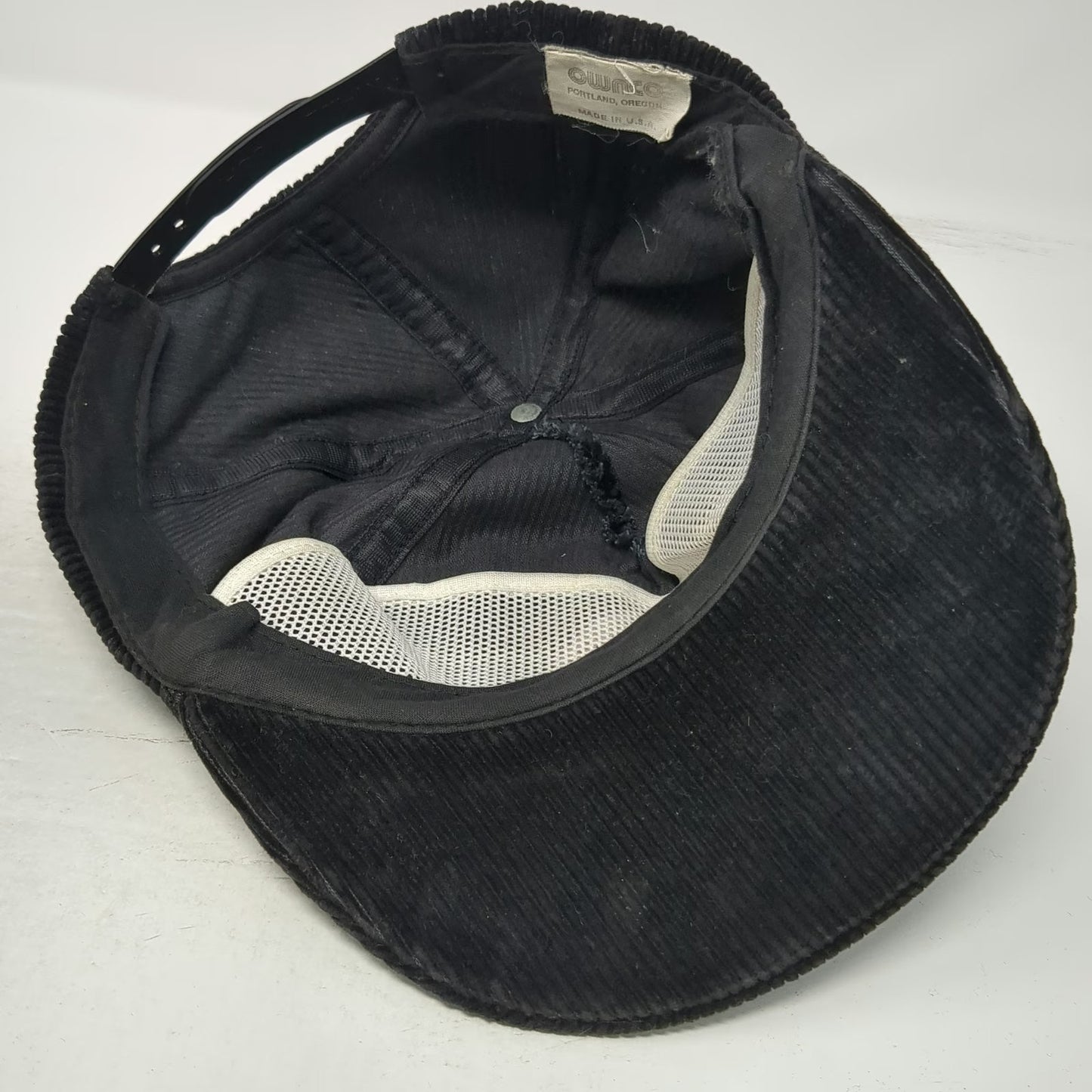 Ownco Trucker Black Hat One Size Corduroy Snapback Northwest Steelheaders Rope